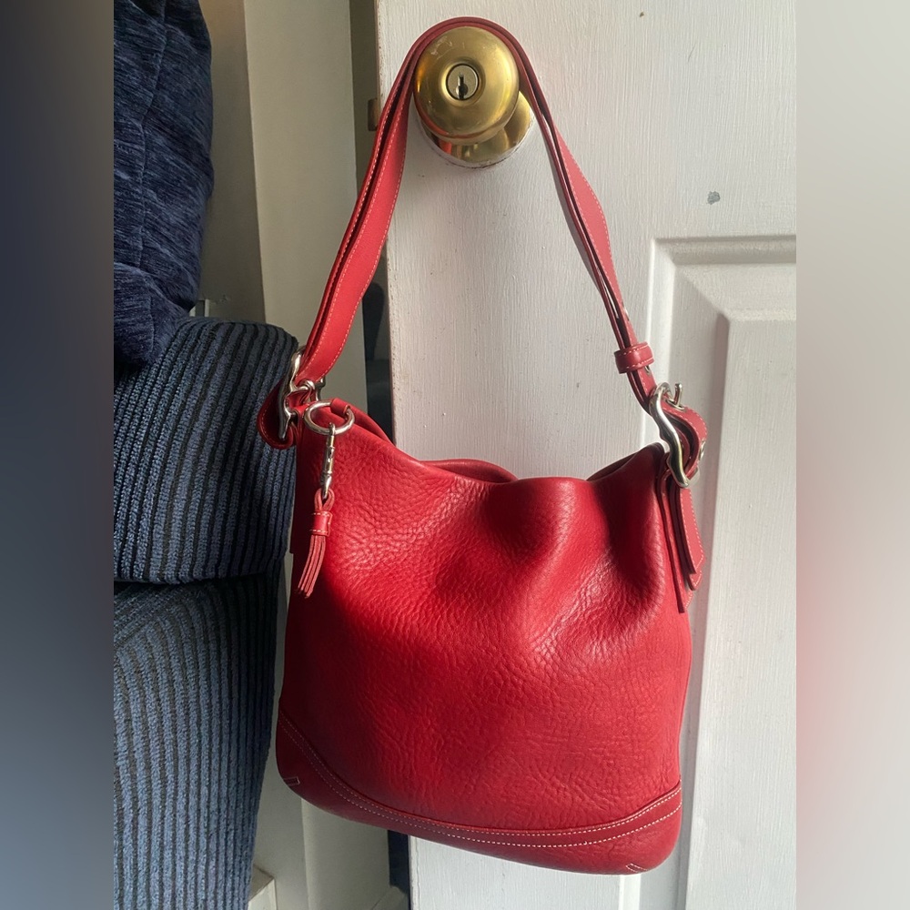 COACH red leather shoulder Bag